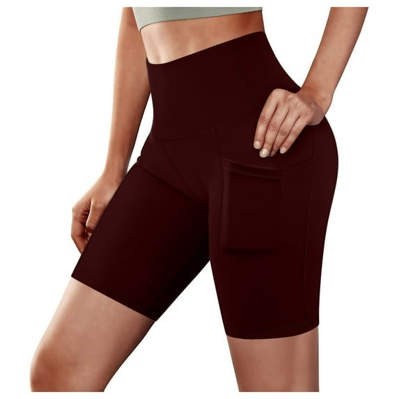 cfhntfmh Biker Shorts for Women Stretchy Seamless High Waist Sport Short Running Gym Workout Skinny Shorts with Pockets