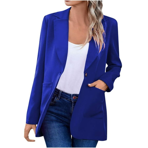 cfhntfmh Blazer Jackets for Women Formal Long Sleeve Lapel Buttons down Outwear Business Casual Work Office Coats
