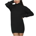 thumbnail image 1 of cfhntfmh Bodycon Dresses for Women Turtleneck Long Sleeve Knit Stretch Pullover Sweater Mini Dress Fall Trendy Outfits, 1 of 6