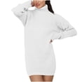 thumbnail image 1 of cfhntfmh Bodycon Dresses for Women Turtleneck Long Sleeve Knit Stretch Pullover Sweater Mini Dress Fall Trendy Outfits, 1 of 7