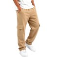 thumbnail image 1 of cfhntfmh Boys Cargo Sweatpants Baggy Pants with Pockets Wide Leg Casual Athletic Lightweight Joggers for Kids (Khaki,12-13Years), 1 of 7
