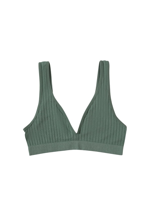Bralette for Women Yoga Sports Wireless Cami Bra Seamless Deep V Neck Triangle Workout Comfy Underwear