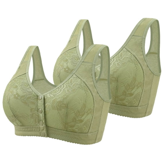 cfhntfmh Bras for Women Front Closure Bra Cotton Full Coverage Comfort Wireless Push up Bralettes 2 Pack