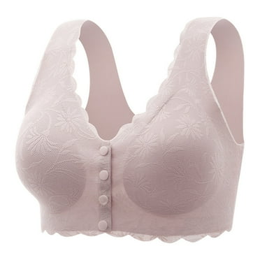 cfhntfmh Bras for Women Front Closure Buttons No Underwire Seamless Bras Full Coverage Summer 2024 Comfy Bralette