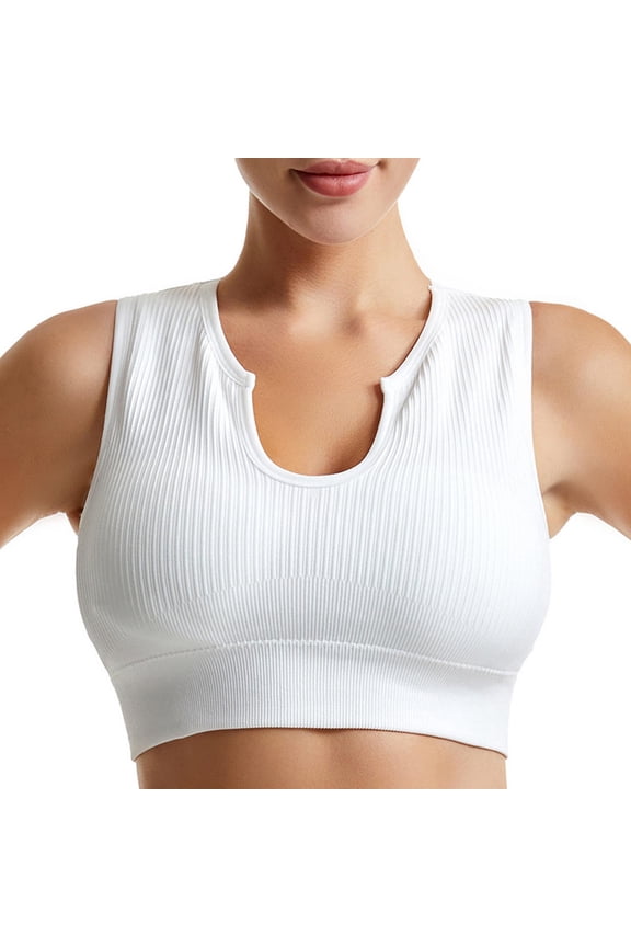 Bras for Women Racerback High Impact Ribbed Bralettes Comfy Sports Wireless Activewear Jogger Bras