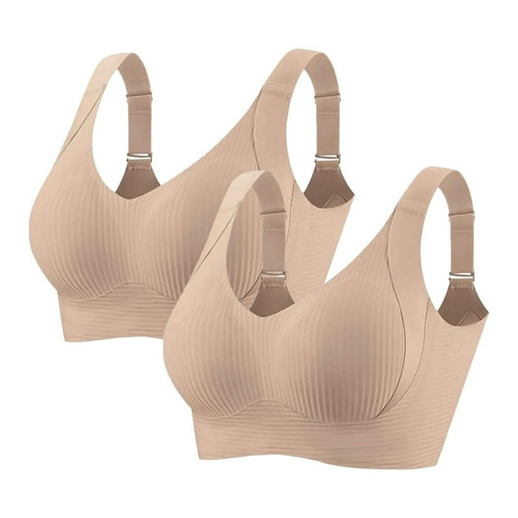 cfhntfmh Breathable Wide Strap Sports Bra for Women Plus Size Wireless Bras with Lift-Up High Support Workout Yoga Bralettes 2 Pack