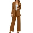 thumbnail image 1 of cfhntfmh Business Casual Outfits for Women Formal Long Sleeve Buttons down Dress Shirts Loose Wide Leg Work Pants Matching Blazer Sets, 1 of 7