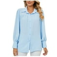thumbnail image 1 of cfhntfmh Button down Shirts for Women Ruffle Long Sleeve Work Tops Textured Oversized Loose Collared Dressy Casual Blouse S-Xxl, 1 of 7