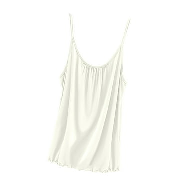 cfhntfmh Camisole Tops for Women Loose Sleeveless Scoop Neck Pajama Undershirts Spaghetti Strap Pleated Sleepwear Tops