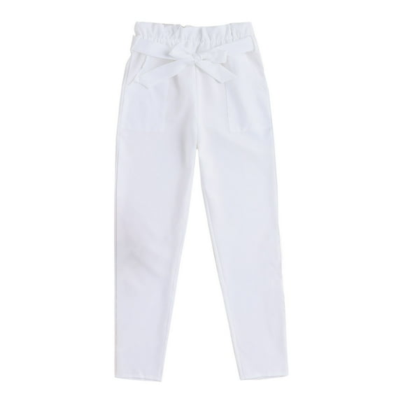 cfhntfmh Capri Pants for Women Soft Elastic Waisted Cropped Trousers with Pockets Casual Fall Belted Pencil Pants