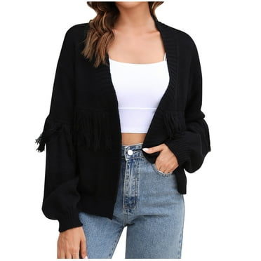 cfhntfmh Cardigan Sweaters for Women Soft Front Open Long Sleeve Jackets Fall Fashion Tassels Knit Outwear