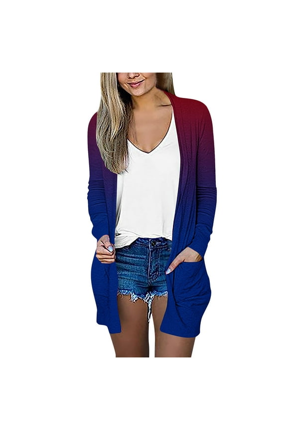 Cardigan for Women Fashion Front Open Long Sleeve Long Jackets Trendy Tie-Dye Outwear with Pockets