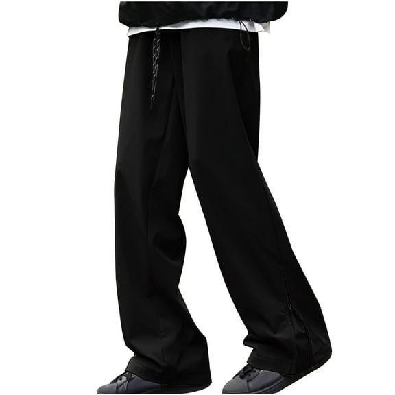cfhntfmh Cargo Pants for Men Fashion High Waisted Lounge Pants Outdoor Loose Side Zipped Wide Leg Hiking Pants