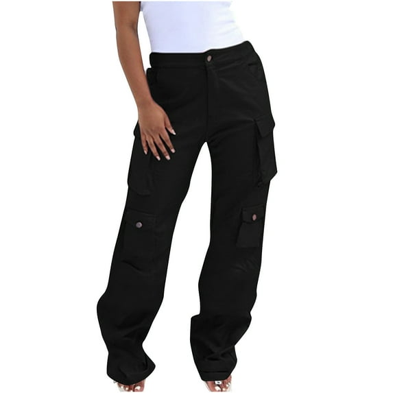 cfhntfmh Cargo Pants for Women Casual High Waisted Trousers with Pockets Fashion Wide Leg Outdoor Hiking Pants
