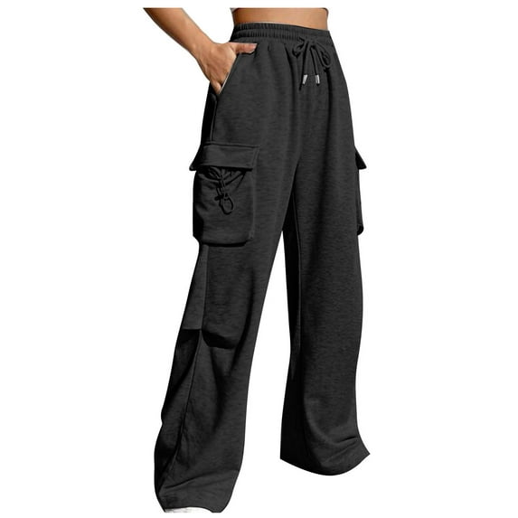 cfhntfmh Cargo Pants for Women Fall Casual High Waist Wide Leg Sweatpants Outdoor Athletic Sport Pants with Pockets