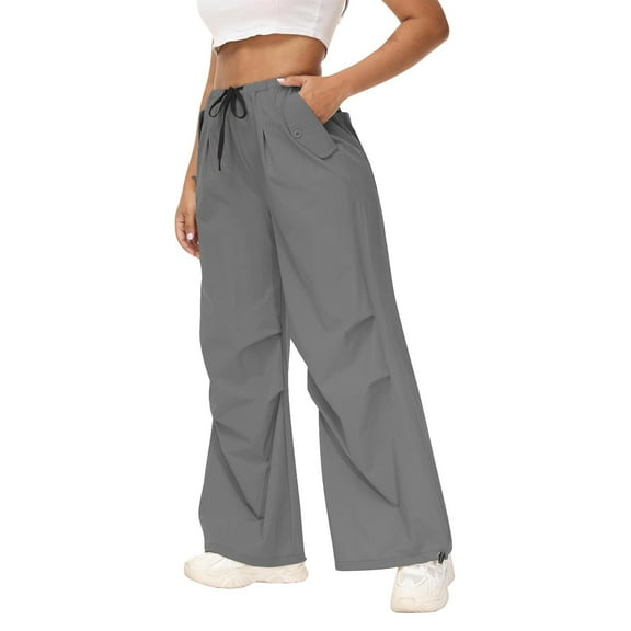 cfhntfmh Cargo Pants for Women High Waist Summer Loose Hiking Pants Outdoor Pocketed Adjustable Cinch Bottoms Sweatpants