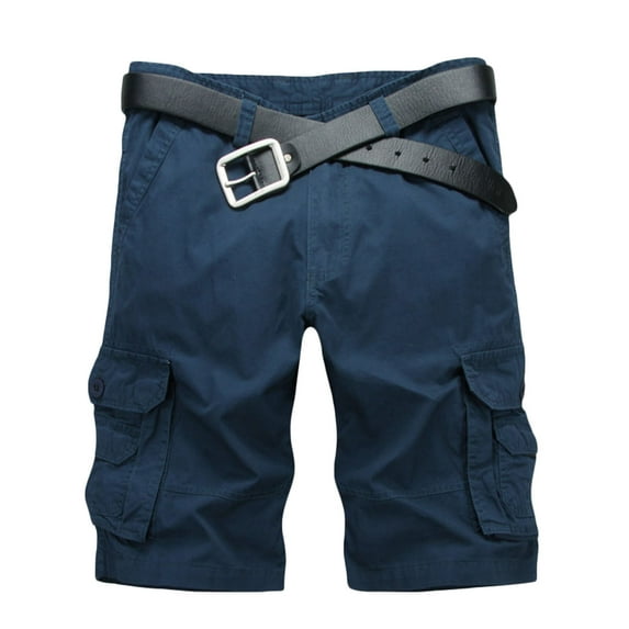 cfhntfmh Cargo Shorts for Men Cotton Mid Waisted Outdoor Hiking Shorts Summer Loose Wide Leg Work Shorts with Pockets
