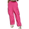 thumbnail image 1 of cfhntfmh Cargo Sweatpants for Women Wide Leg Fleece Lined Yoga Pants Fall Baggy High Waisted Joggers with Pockets, 1 of 4