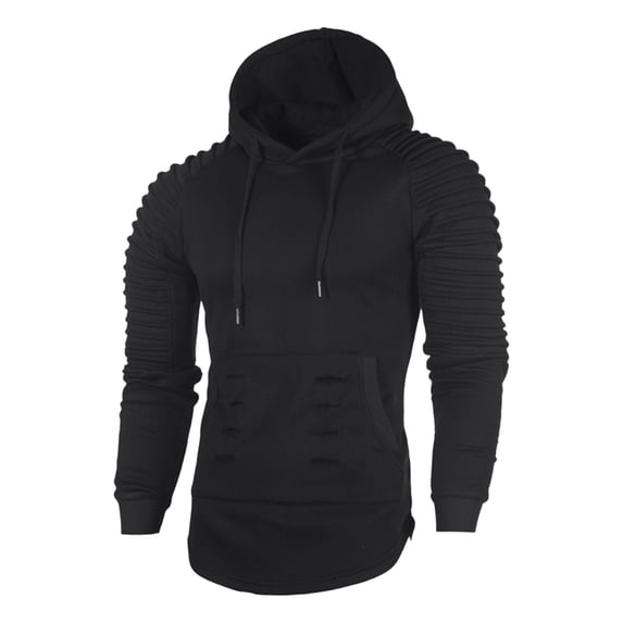 cfhntfmh Casual Hoodie for Men Trendy Drawstring Athletic Shirts Long Sleeve Pullover Sweatshirts with Pocket (Black,XX-Large)