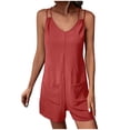 thumbnail image 1 of cfhntfmh Casual Jumpsuit for Women Fashion Double Spaghetti Strap Scoop Neck Rompers Baggy Pocketed Shorts Outfits, 1 of 7