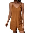 thumbnail image 1 of cfhntfmh Casual Jumpsuit for Women Fashion Double Spaghetti Strap Scoop Neck Rompers Baggy Pocketed Shorts Outfits, 1 of 7