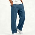 thumbnail image 1 of cfhntfmh Casual Pants for Boys Loose Fit Solid Color Elastic Waisted Straight Leg Pants with Pockets (Blue,7-8 Years), 1 of 7
