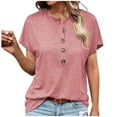 thumbnail image 1 of cfhntfmh Casual Shirts for Women Soft Crewneck Buttons Short Sleeve Basic Tops Summer Comfy Beach Tunic Tees, 1 of 7