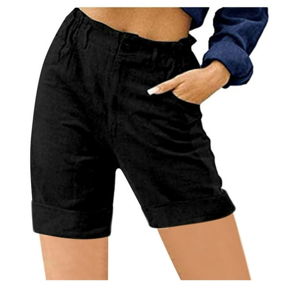 cfhntfmh Casual Shorts for Women Soft Elastic Waisted Lounge Shorts Summer Comfy Straight Leg Vacation Shorts with Pockets
