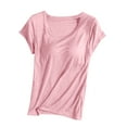 thumbnail image 1 of cfhntfmh Casual Tops for Women Padded Short Sleeve T-Shirts Soft Pajama Workout Athletic Plus Size Homewear Clothes, 1 of 7