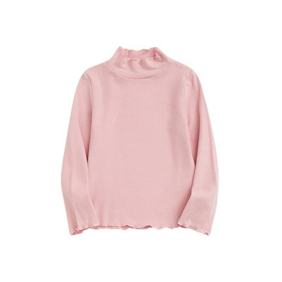 cfhntfmh Children's Girls Boys Shirts Long Sleeve Ruffle Hem Lounge Pullover Tops Fall Comfy Mock Neck Solid Basic Undershirts