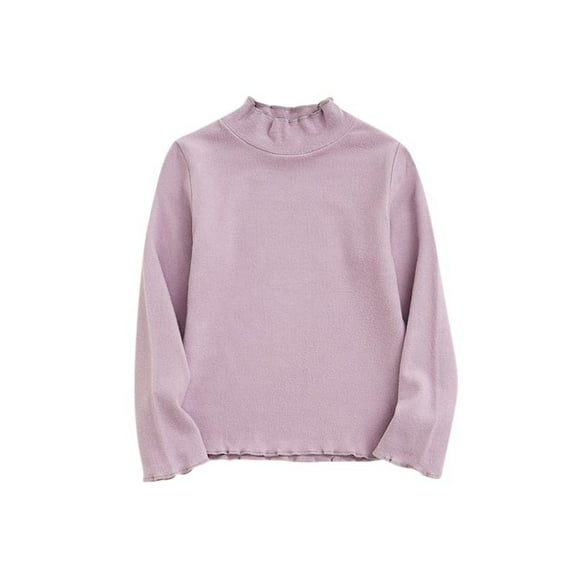 cfhntfmh Children's Girls Boys Shirts Long Sleeve Ruffle Hem Lounge Pullover Tops Fall Comfy Mock Neck Solid Basic Undershirts