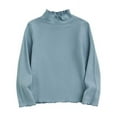thumbnail image 1 of cfhntfmh Children's Girls Boys Shirts Long Sleeve Ruffle Hem Lounge Pullover Tops Fall Comfy Mock Neck Solid Basic Undershirts, 1 of 3