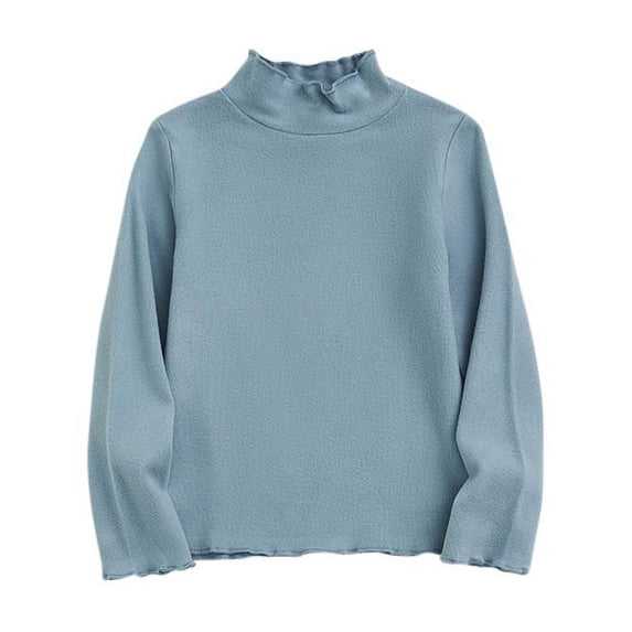 cfhntfmh Children's Girls Boys Shirts Long Sleeve Ruffle Hem Lounge Pullover Tops Fall Comfy Mock Neck Solid Basic Undershirts
