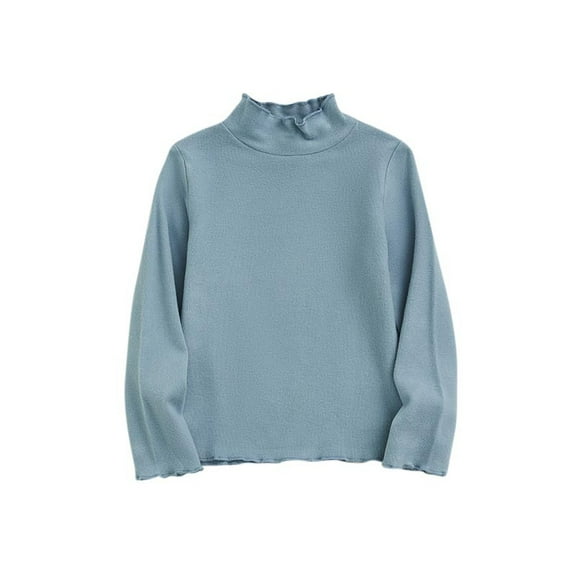 cfhntfmh Children's Girls Boys Shirts Long Sleeve Ruffle Hem Lounge Pullover Tops Fall Comfy Mock Neck Solid Basic Undershirts