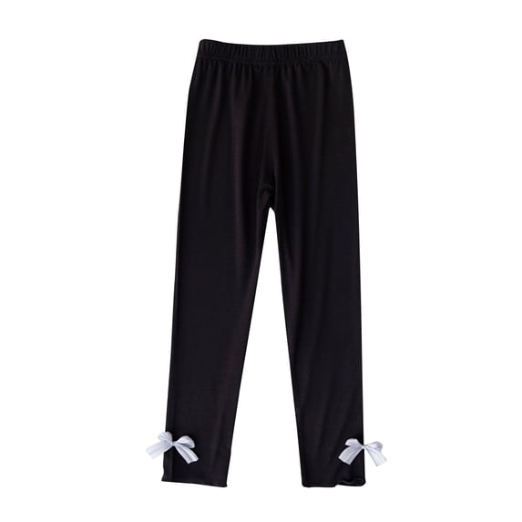 cfhntfmh Children's Girls Pants Slim Stretch High Elastic Waist Lounge Pants Fall Breathable Bow Knot Trim Joggers