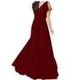 thumbnail image 1 of cfhntfmh Cocktail Dresses for Women Cross V Neck Ruffle Short Sleeve Flowy Tunic Dress Party Evening Long Maxi Dress, 1 of 4