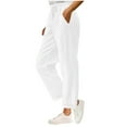 thumbnail image 1 of cfhntfmh Corduroy Pants for Women Wide Leg Pants Casual High Waisted Baggy Straight Leg Trousers with Pockets Drawstring Lounge Joggers（White,X-Large), 1 of 7