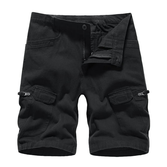 cfhntfmh Cotton Cargo Shorts for Men Big and Talls Summer Outdoors Hiking Knee Length Shorts Solid Color Street Shorts