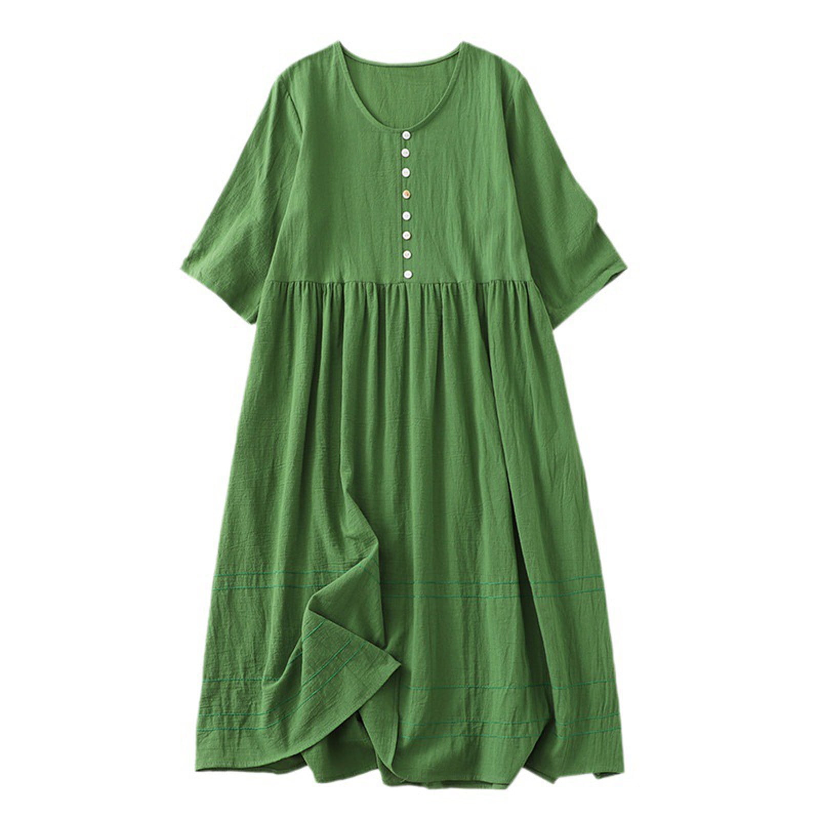 cfhntfmh Cotton Linen Dress for Women 3/4 Sleeve Lounge Shirt Dress Button down Pleated Flowy Midi Dress - Walmart.com cfhntfmh Cotton Linen Dress for Women 3/4 Sleeve Lounge Shirt Dress Button down Pleated Flowy Midi Dress - Walmart.com