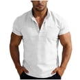 thumbnail image 1 of cfhntfmh Cotton Linen Shirts for Men Short Sleeve Casual Button T-Shirts with Pocket Fashion Loose Vacation Tops Summer Clothes, 1 of 7