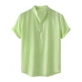 thumbnail image 1 of cfhntfmh Cotton Linen Shirts for Men Summer Short Sleeve Button up Beach T-Shirts Lightweight Solid Collared Tops, 1 of 7