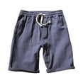 thumbnail image 1 of cfhntfmh Cotton Linen Shorts for Men Solid Color Lightweight Shorts Elastic Waist Drawstring Beach Shorts with Pockets, 1 of 3