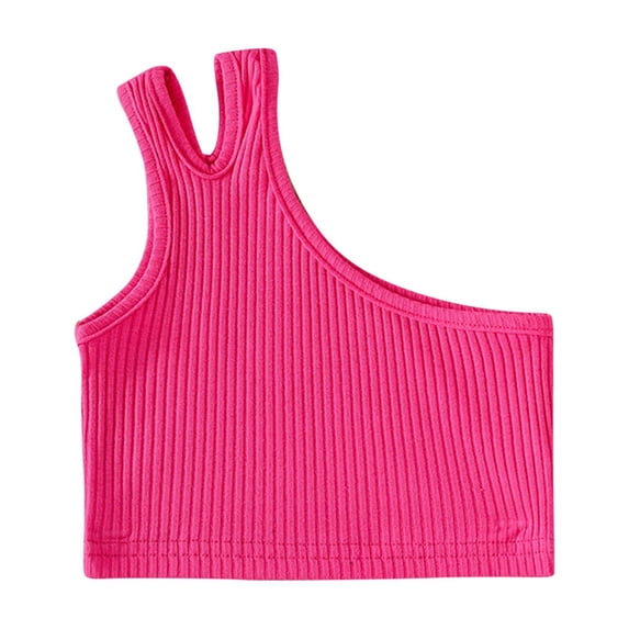 cfhntfmh Crop Tops for Girls Children Sleeveless Ribbed Dance Shirts Casual Summer Basic Tank Top for 2- 7 Years