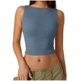 thumbnail image 1 of cfhntfmh Crop Tops for Women Slim Sleeveless Round Neck Tank Shirts Summer Backless Basic Plain T-Shirts, 1 of 6