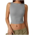 thumbnail image 1 of cfhntfmh Crop Tops for Women Slim Sleeveless Round Neck Tank Shirts Summer Backless Basic Plain T-Shirts, 1 of 6