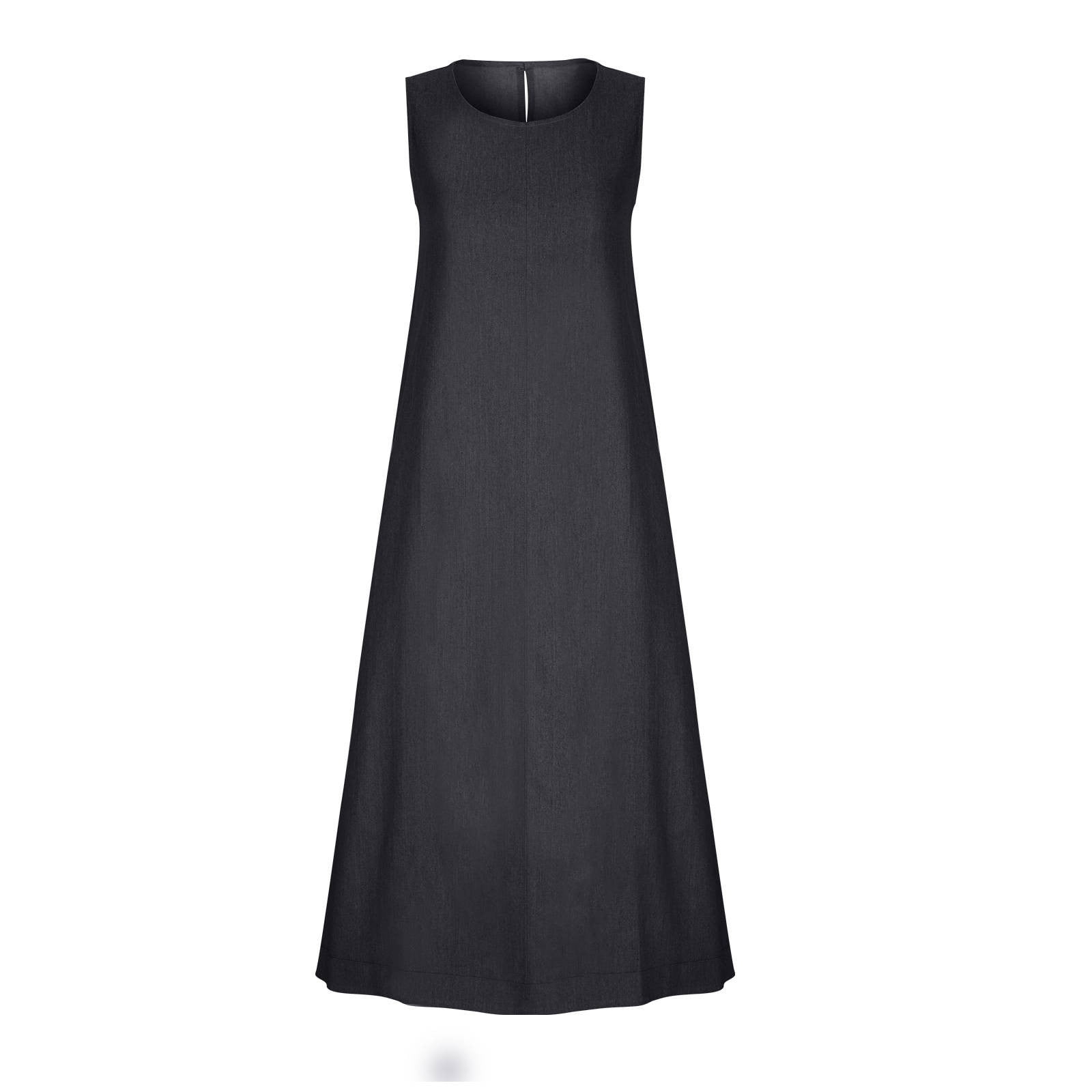 Casual Sleeveless Distressed Denim Maxi Dress