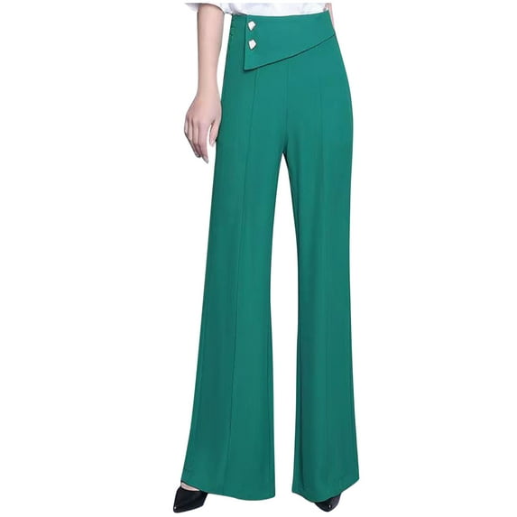 cfhntfmh Dress Pants for Women Elegant High Waist Formal Pants Business Casual Loose Suit Bootcut Long Pants