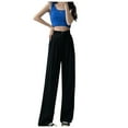 thumbnail image 1 of cfhntfmh Dress Pants for Women Soft High Waisted Office Trousers Wide Leg Business Casual Pocketed Pants, 1 of 3