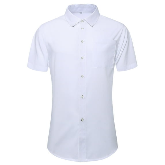 cfhntfmh Dress Shirts for Men Business Casual Short Sleeve Button down Shirt Slim Stretch Solid Tops with Pocket