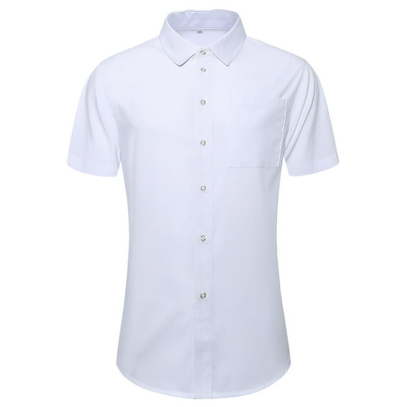 cfhntfmh Dress Shirts for Men Business Casual Short Sleeve Button down Shirt Slim Stretch Solid Tops with Pocket